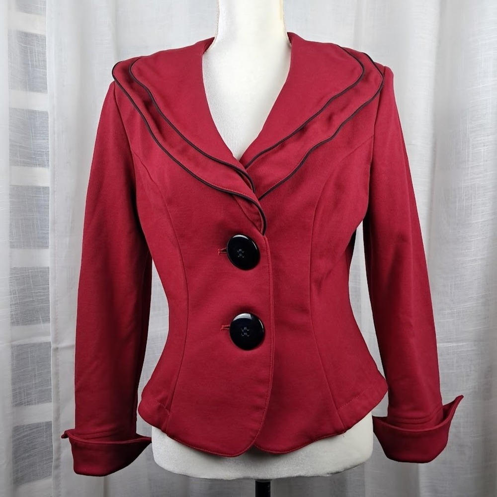 Vintage 90s Song & Sung by Design Today's S Red Portrait Collar Blazer Jacket
